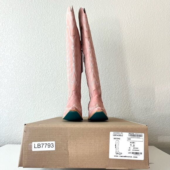 Lane LEXINGTON Over the Knee Womens Cowboy Boots 7 Pink Western Cowgirl Lace up - Picture 13 of 14